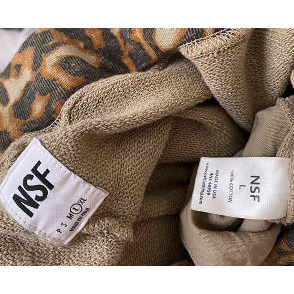 NSF Maddox Leopard print Fitted Lace Front sweatpants Terry Joggers Size L - Picture 8 of 8